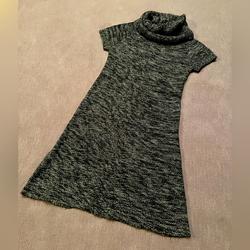 Turtleneck Sweater Dress with Short Sleeves